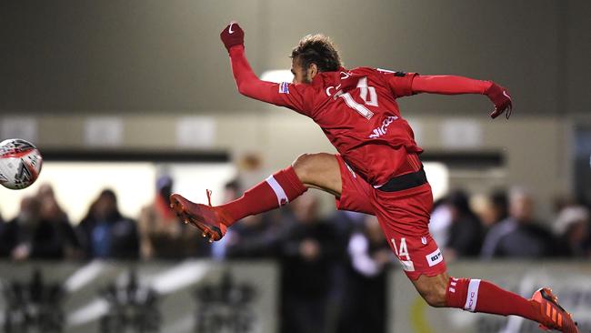 Hume City’s Mitch Cooper shoots. Picture: Getty Images