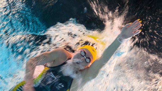 Australia's Ariarne Titmus competes in a heat of the women's 800m freestyle swimming event during the Paris 2024 Olympic Games at the Paris La Defense Arena in Nanterre, west of Paris, on August 2, 2024. (Photo by AFP)