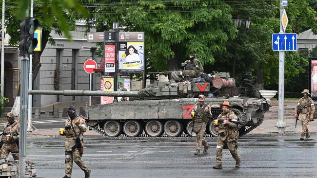 Fighters of the Wagner private mercenary group in the city of Rostov-on-Don. Picture: Reuters.