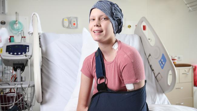 Cairns schoolgirl Charlotte Phillips, 13, is battling bone cancer. Picture: Steve Pohlner/AAP.