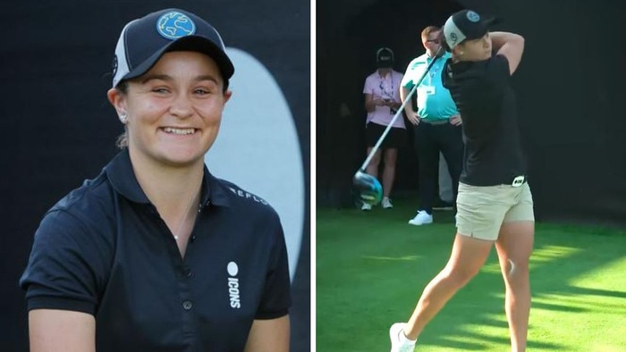 Ash Barty has traded in her racquet for the golf clubs.