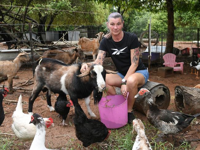 Michelle's Ark Animal Rescue Inc owner Michelle Bible, has been affected by the floods losing over $1000 worth of feed due to the flood waters. Picture: Shae Beplate.