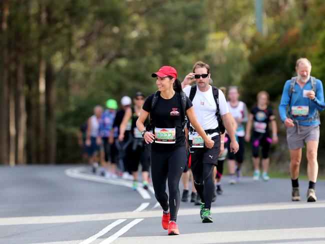 Nina McMahon competes in the walk event. Point to Pinnacle run and walk from Wrestpoint Casino to the top of Mount Wellington.