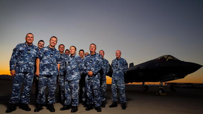 Australians training to fly and maintain the F-35 at Luke Airforce Base in Phoenixm Arizona. Picture: Nathan Edwards