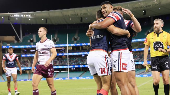 The Roosters dominated Manly in the first half. Picture: Mark Evans/Getty Images