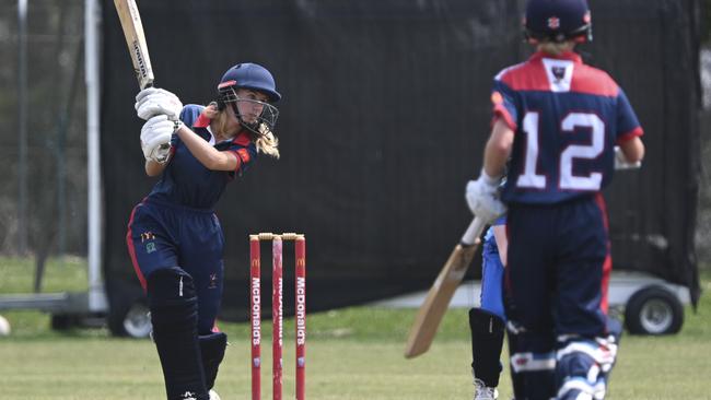 Phoebe Johnston swinging the willow. Picture: Martin Ollman