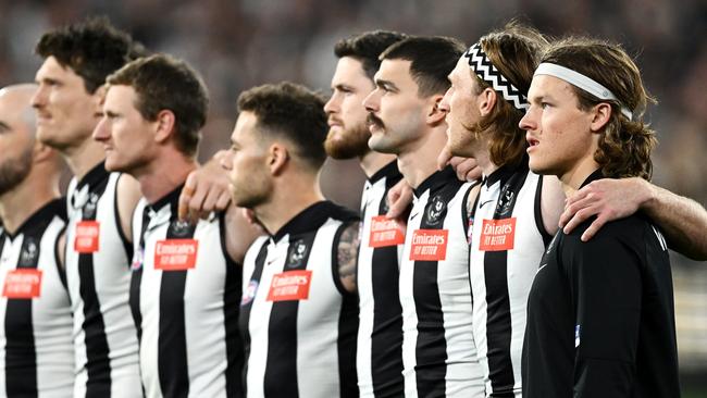 Jack Ginnivan (far right) is Collingwood’s X-factor for the grand final, coach Craig McRae says. Picture: Quinn Rooney/Getty Images