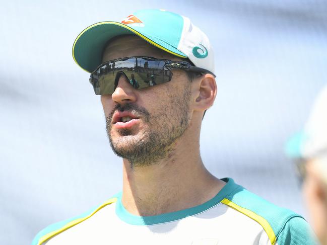 MACKAY, AUSTRALIA - SEPTEMBER 23: Mitchell Starc is seen during an Australian One Day International team training session at Great Barrier Reef Arena on September 23, 2021 in Mackay, Australia. (Photo by Albert Perez/Getty Images)