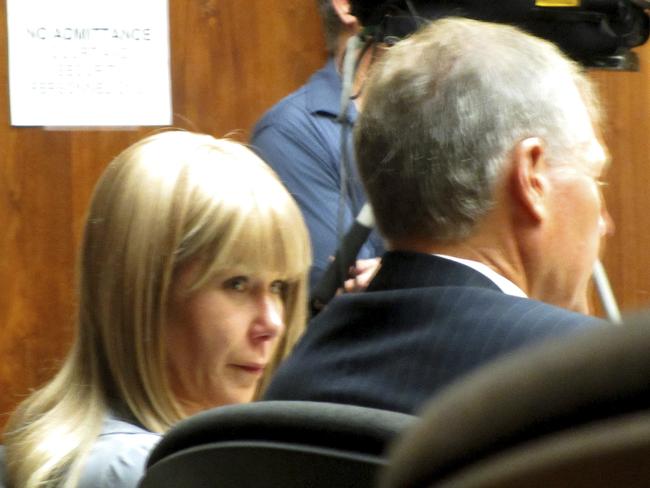 Alexandria Duval and her defence lawyer Birney Bervar listen to testimony at her murder trial. Picture: AP