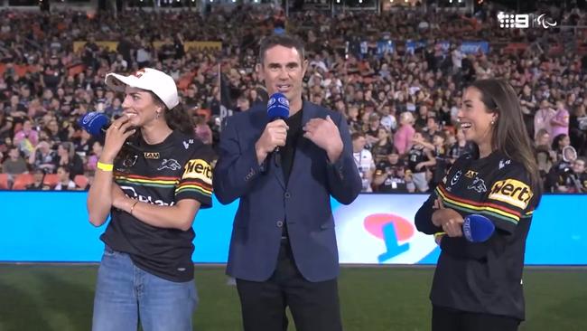 Jess Fox (L) couldn’t believe the comment from Brad Fittler, while Noemie Fox (R) was stunned they were live on air.