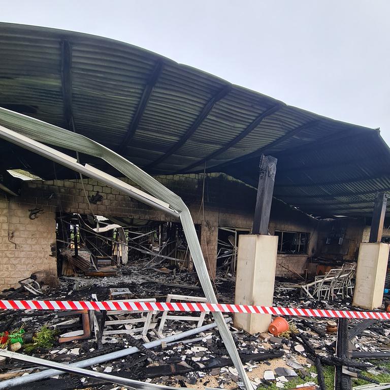 The scene of a house fire at Louise Hunt's parents' home.