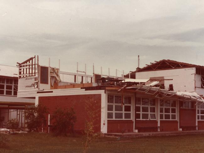 The old ISHS on Stitt Street, Innisfail, after Cyclone Winifred.