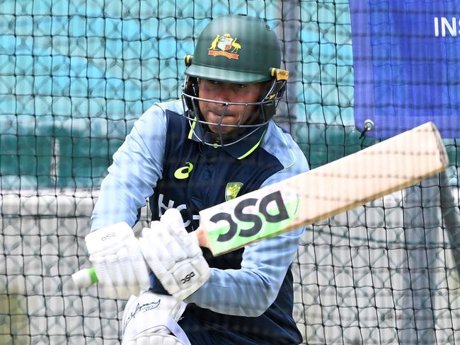 BRISBANE, AUSTRALIA - DECEMBER 13: Usman Khawaja bats during an Australia Men's Test Squad training session at The Gabba on December 13, 2024 in Brisbane, Australia. (Photo by Bradley Kanaris/Getty Images)