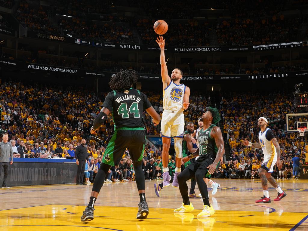 Curry banked 34 points, including six 3-pointers in the Game 6 win over the Celtics. Picture: Jesse D. Garrabrant/NBAE via Getty Images
