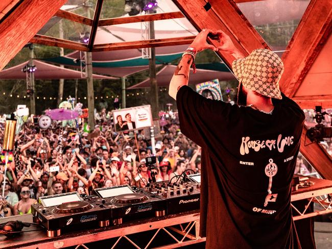 A DJ expresses his love for the sold out crowd at the Lost Paradise festival. There is no suggestion anyone pictured here had anything to do with drugs. Picture: Lost Paradise/Facebook