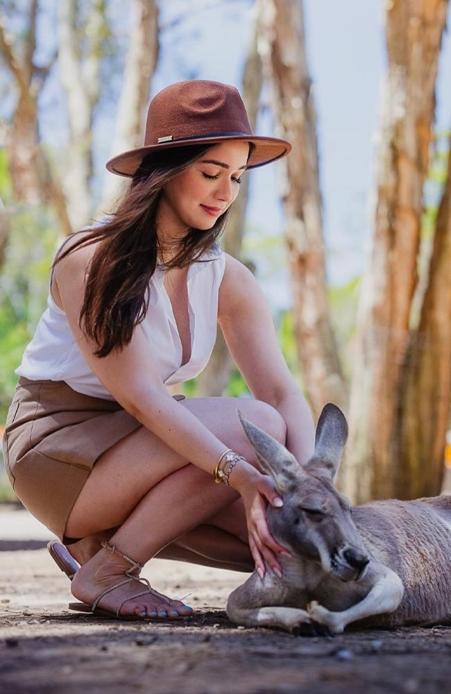 Sara Tendulkar – who boasts 7.6 million Instagram followers, at Currumbin Wildlife Sanctuary during her Queensland visit. Picture: Instagram