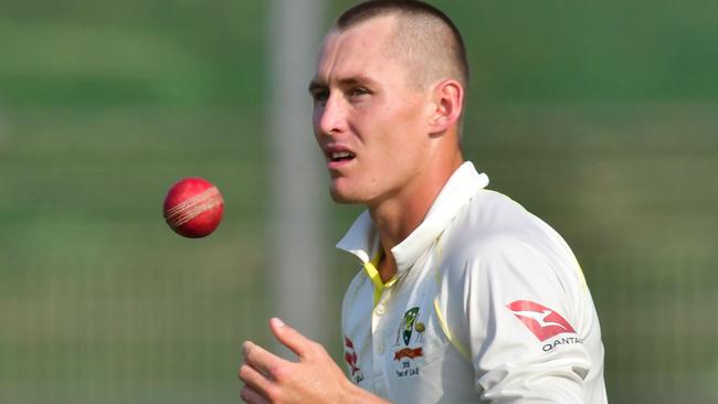 Marnus Labuschagne turned the arm over in the SCG nets on Tuesday.