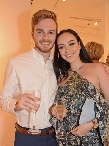 Jonathan Follett and Charlee Allen at Ken Done art exhibition opening at Gallery One, Southport. Picture: Regina King