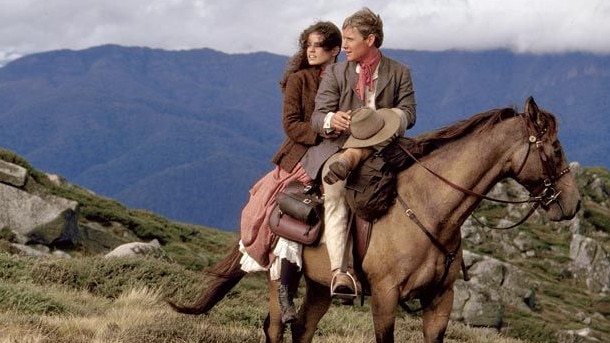 Singrid Thornton And Tom Burlinson in a scene from The Man from Snowy River.