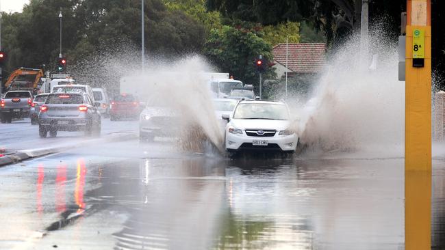 Flooding on Marion Road near the Henley Beach Road intersection. Picture: Dean Martin