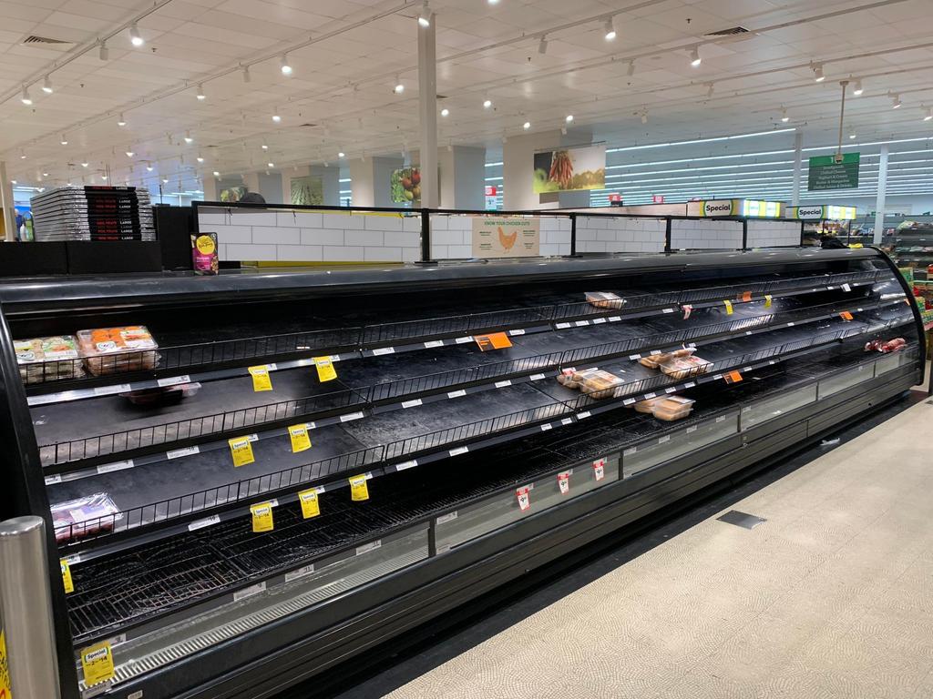 Shoppers are finding many vacant shelves at Woolworths Rural View as Covid-19 disrupts the supply chain. Picture: Tara Miko