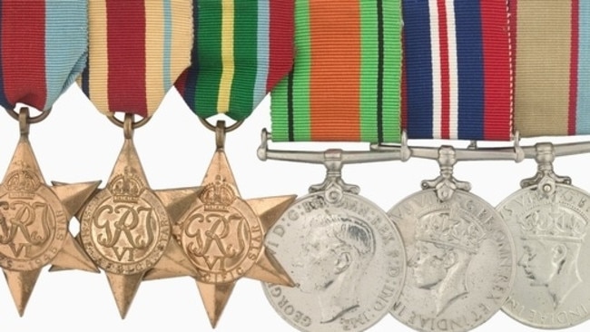 The six stolen medals are an African Star, Pacific Star, Star 39-45, Defence Medal, War Medal 39-45 and Australian Service Medal 29-45. Picture: Victoria Police
