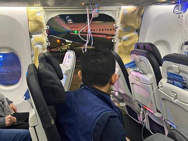 The damaged part of an Alaska Airlines Boeing 737 Max 9, Flight 1282, which was forced to return to Portland International Airport on Jan. 5. Picture: X
