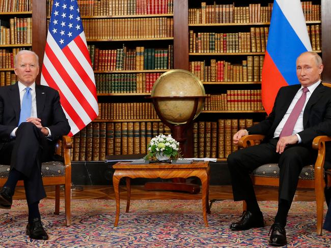 US President Joe Biden meets with Russian President Vladimir Putin at the 'Villa la Grange' in Geneva on June 16, 2021. Picture: Denis Balibouse.