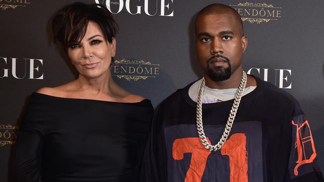 Kayne with his mother-in-law Kris Jenner. Picture: Pascal Le Segretain/Getty Images