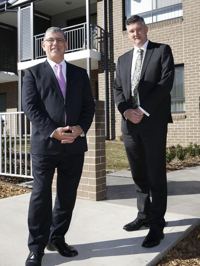 Minister for Disability Services John Ajaka and Seven Hills MP Mark Taylor at the opening of new social housing in Seven Hills. Picture: Dave Swift.