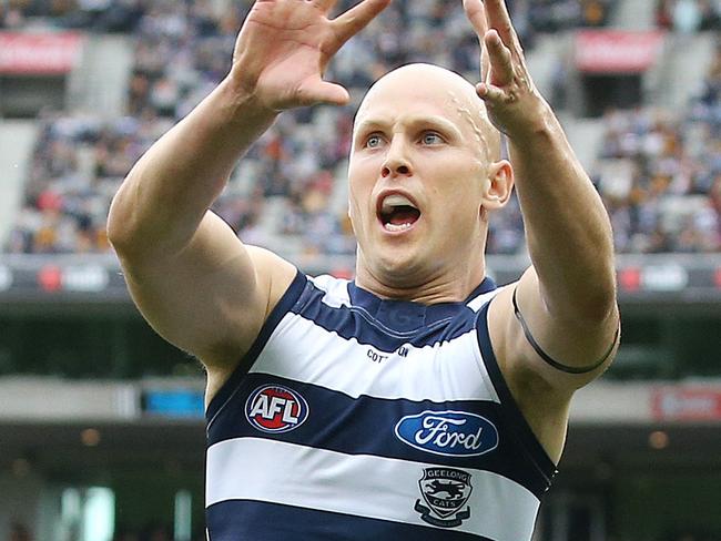 AFL Round 5. 22/04/2019. Hawthorn v Geelong at the MCG.    Geelongs Gary Ablett  3rd qtr action  . Pic: Michael Klein.