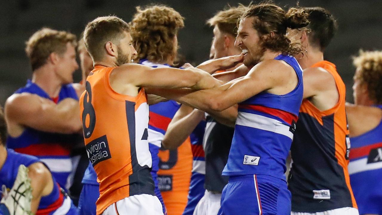 The Giants were criticised for being too focused on fighting against the Bulldogs. (Photo by Michael Willson/AFL Photos via Getty Images)