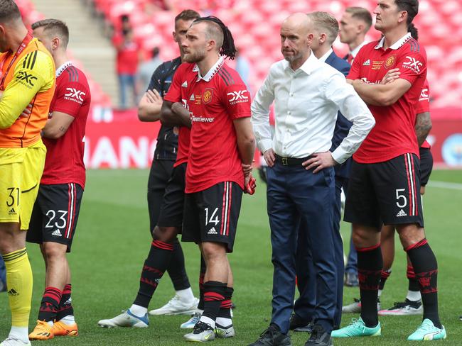 Erik ten Hag has Manchester United heading in the right direction but there is plenty of work to do. Picture: Mark Leech/Offside via Getty Images