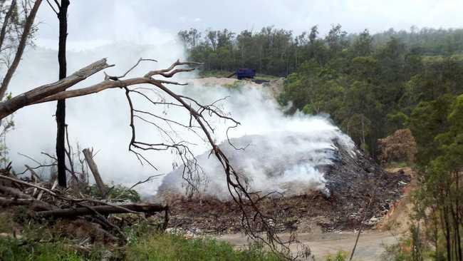 A massive pile of waste burning at a Bio-Recycle dump site at Ripley. Photo: Contributed. Picture: Contributed