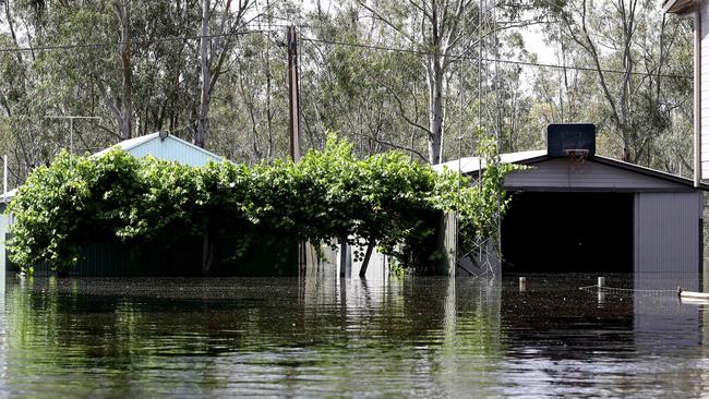 Flooded shacks on the River Murray at Morgan, down river from Renmark. Picture: Calum Robertson