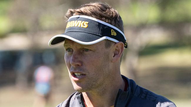 Sam Mitchell is back at Hawthorn training. Picture: Brad Fleet