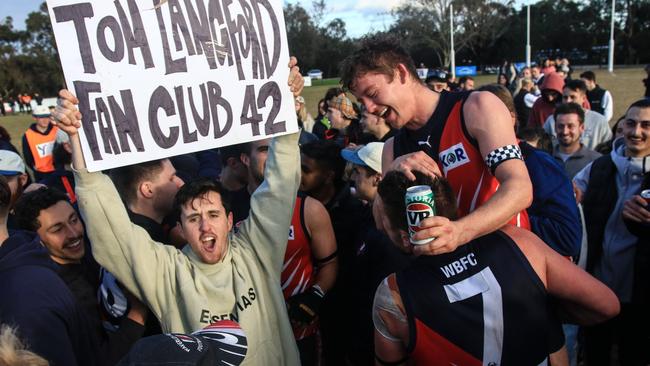 There were no shortage of Langford fans on Saturday, but the coach shrugged off any personal glory. Picture: Davis Harrigan