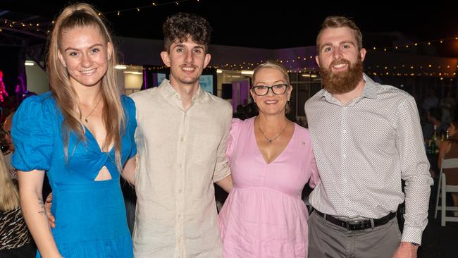 Brianna Baker, Harry Grech, Kim Baker, and Max Chambers at Dinner on the Runway for Mackay Hospital Foundation, Mackay Airport Friday 8 September 2023 Picture: Michaela Harlow