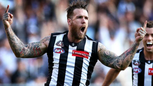 Dane Swan celebrates a goal for Collingwood. Picture: Wayne Ludbey