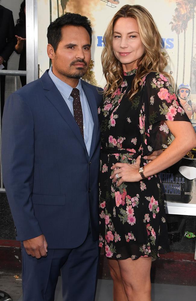 Pena and his wife Brie Shaffer at the CHIPS premiere. Picture: Mark Ralston/AFP PHOTO