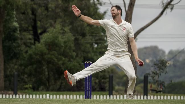 DDCA: Blade Baxter bowling for Springvale South. Picture: Valeriu Campan