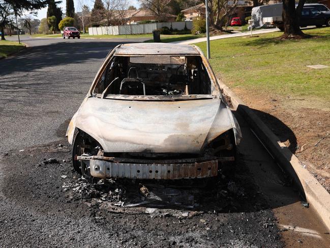 Residents of James Sheehan Drive in Orange were rattled by the torching of a car in their street. Picture: Rohan Kelly