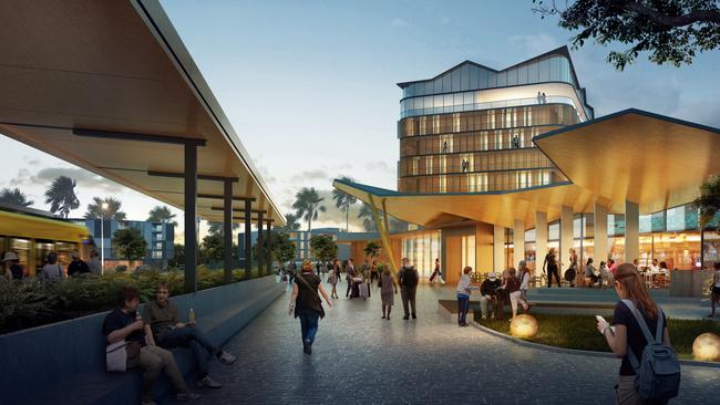 Artists impressions of the Gold Coast Airport redevelopment, including the hotel. Photo: Supplied