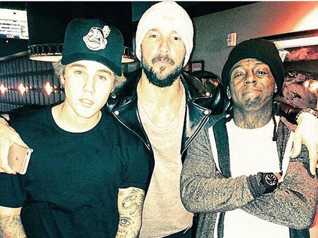 New York head pastor Carl Lentz pictured with Justin Bieber and Lil Wayne on Instagram.