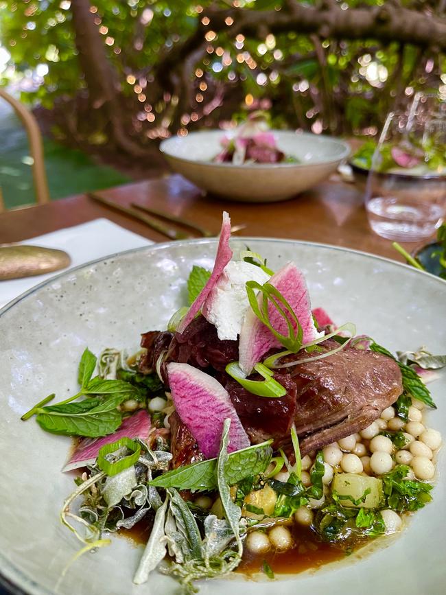 Saltbush rubbed lamb, pear couscous.