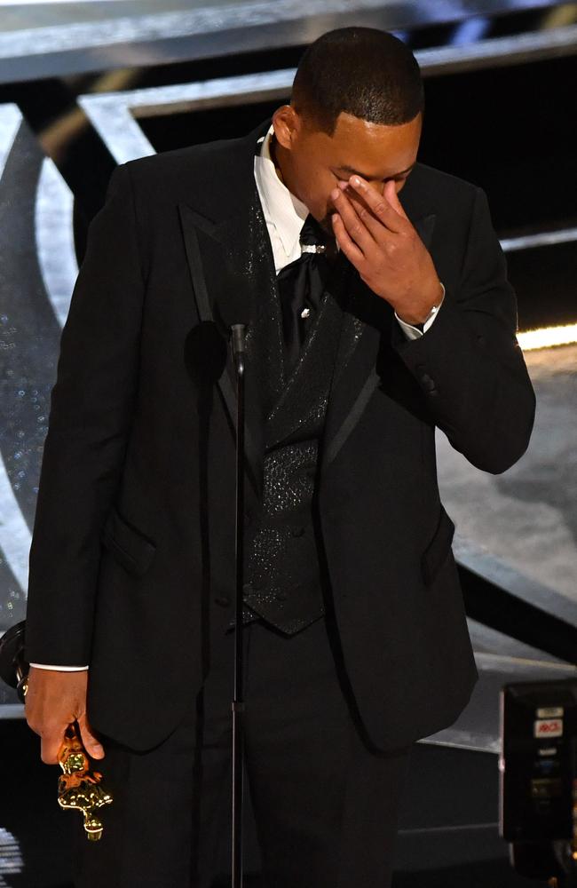 The Best Actor winner was overcome with emotion. Picture: AFP