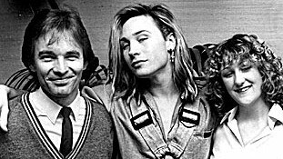 Greg Clark and Di “Disey” Stapleton with pop star Marilyn on the set of TV’s Music Express in 1984. Picture: Advertiser Library