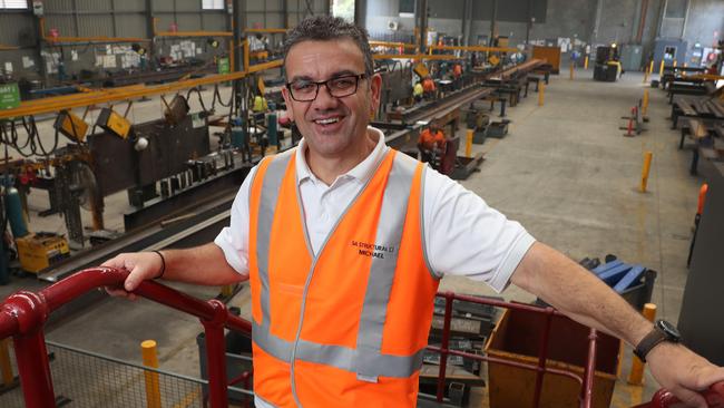 SA Structural managing director Michael Mangos at the company’s former factory in Salisbury North in 2017. Picture: Dean Martin