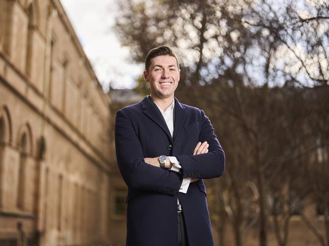 Rhode scholar, Oliver Douglas at Adelaide Uni, before heading to Oxford Uni, Friday, June 21, 2024. Picture: Matt Loxton