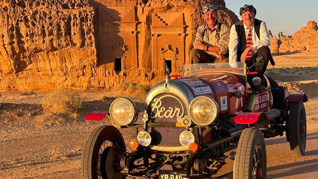 The Daily Telegraph’s cartoonist Warren Brown and reporter Matthew Benns. The first Australian cars to have ever driven the breadth of Saudi Arabia from the Red Sea to the Persian Gulf in the United Arab Emirates - a distance of 2300 km - and we did it in a 100 year old car.